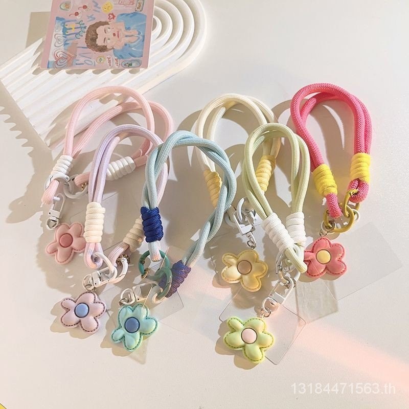 Ins Style Dopamine Flower Pendant Bag Chain Anti-Lost Mobile Phone Lanyard ccd Camera จี้พวงกุญแจ