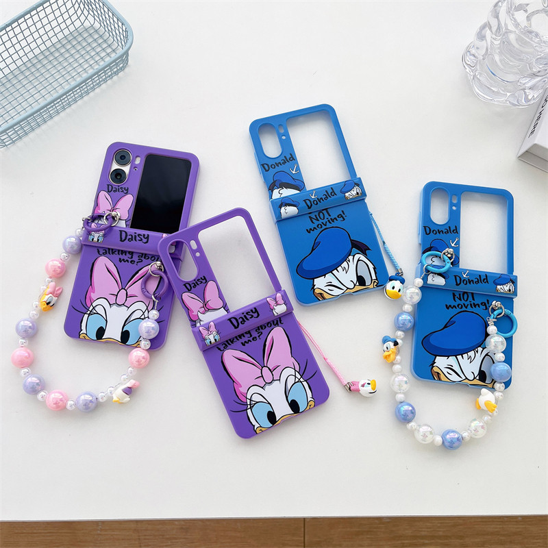 Donald Duck Daisy เคสโทรศัพท ์ แบบพับได ้ สําหรับ OPPO Find N3 FLIP N2 FLIP Back เคสกันกระแทกพร ้ อมจี ้