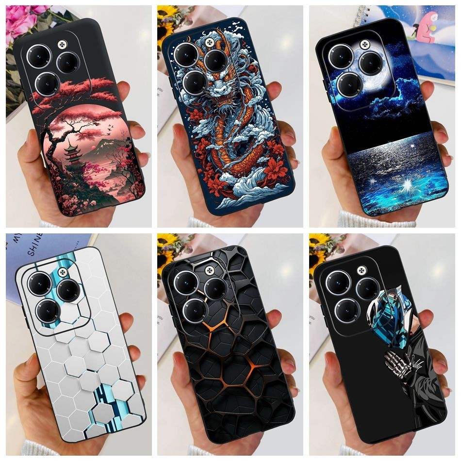 Infinix Hot 40 40i Hot40 Pro แฟชั่น Moon Dragon รูปแบบปลอก Hot40i Hot 40 40Pro ซิลิโคนนุ่ม TPU เคสโทรศัพท์