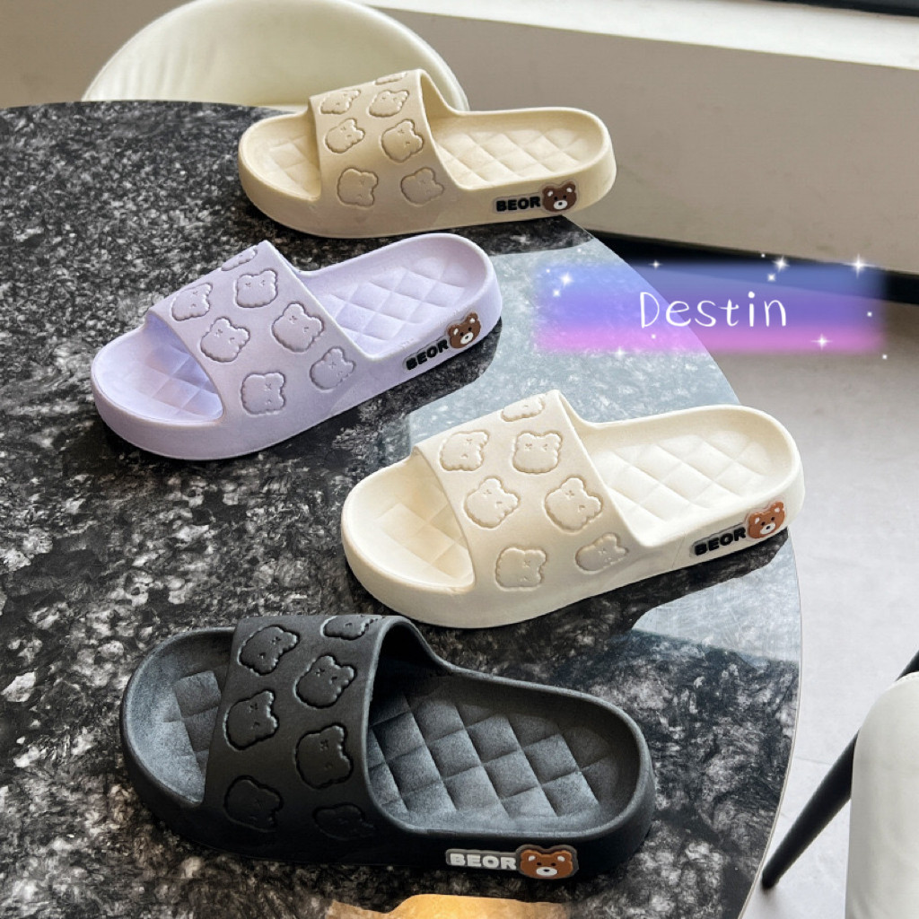 Destin🩰พร้อมส่งจากไทย🛒 (LT-2325) รองเท้าแตะ น้องหมีน่ารัก พื้นนุ่มใส่ได้ทั้งชายและหญิง รองเท้า กีฬาและแฟชั่น กันน้ํา