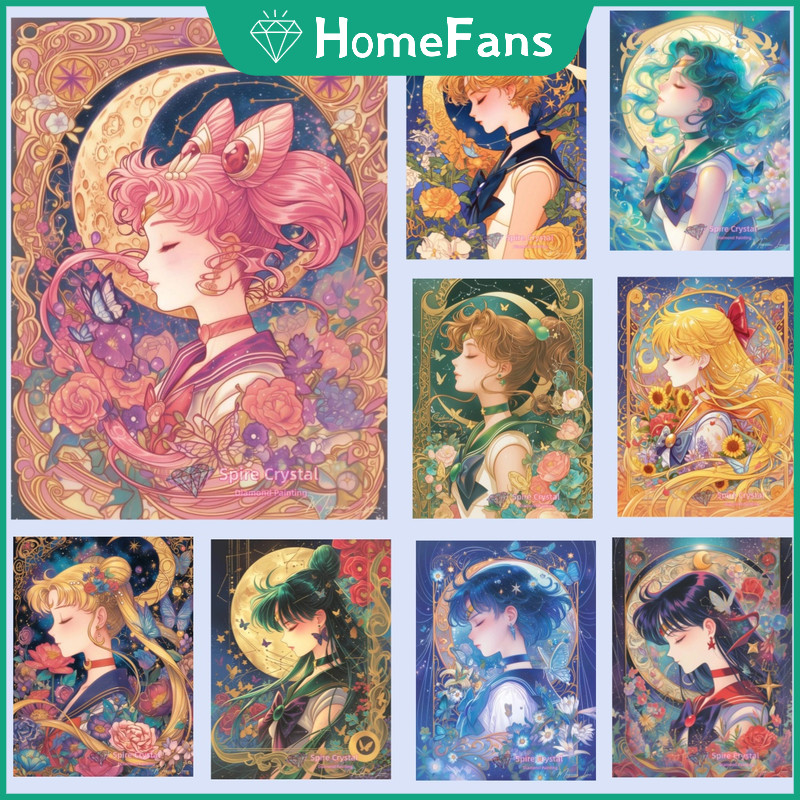 HFSailor Moon Full 5D DIY เพชรจิตรกรรมชุด Cosmic Cross เพชรเย็บปักถักร้อยภาพวาด Rhinestone โมเสคเพชร Art Home Decor ภาพวาด
