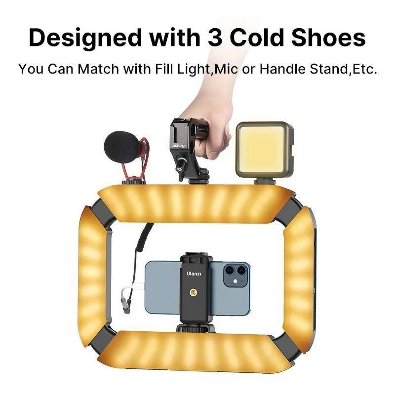 Ulanzi U200 U-200 สมาร์ทโฟน Video Rig LED Video Light 2 in 1 แหวนรองเท้าเย็นสําหรับไมโครโฟน Tiktok Youtube Live Rig Light