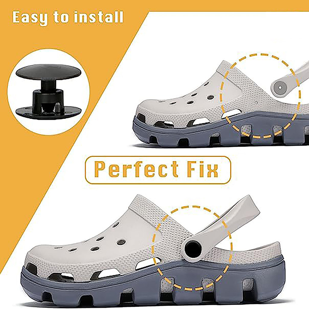 4 ชิ้นเปลี่ยน Crocs Rivet ปุ่มสีดําสีขาวด้านข้างปุ่มซ่อม Crocks รองเท้าแตะสําหรับผู้หญิงผู้ชายเด็ก