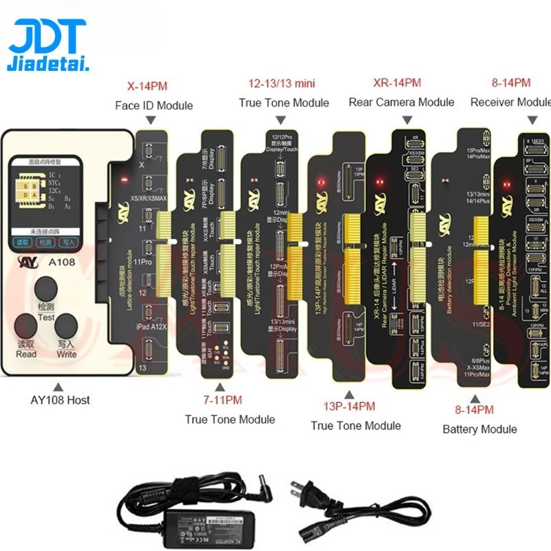 Ay A108 กล่องโปรแกรมเมอร์หน้าจอ Truetone หูฟังกล้องด้านหลัง LiDAR แบตเตอรี่ซ่อมโปรแกรมเมอร์บอร์ดเครื
