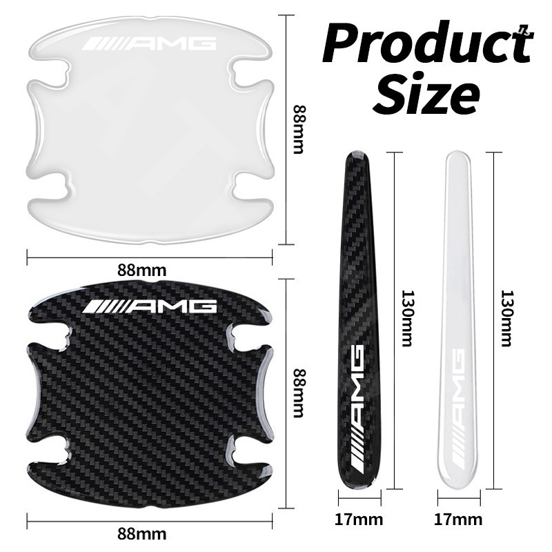 4/8pcs Mercedes Benz AMG สติกเกอร์รถ การป้องกันมือจับประตู โปร่งใส สติ๊กเกอร์กันรอยขีดข่วนติดประตูรถยนต์ เหมาะสำหรับ C Class W207 W211 W205 W212 W204 W220 W206 W124 W213 W218 W222 - รูปที่ 2