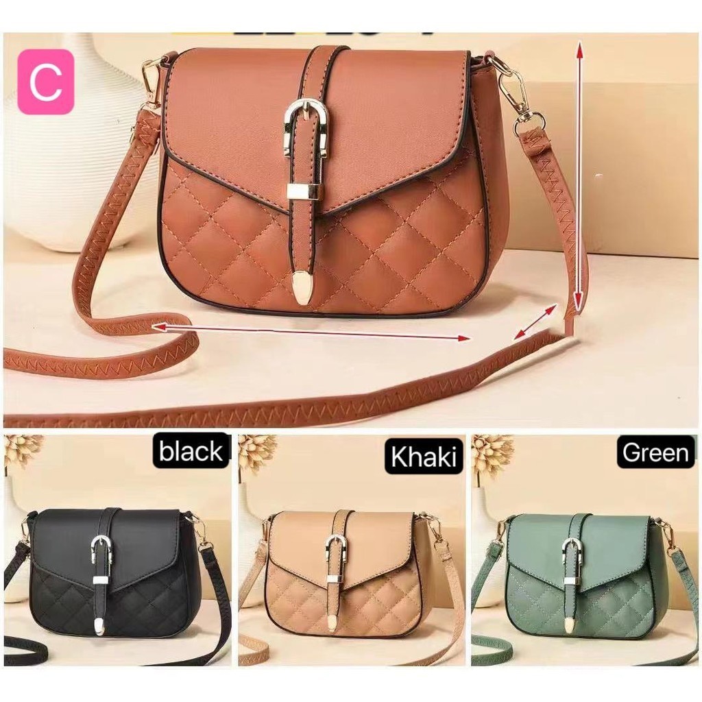 cuteshop กระเป๋าโทรศัพท์มือถือขนาดเล็กเวอร์ชั่นเกาหลีอเนกประสงค์สะพายไหล่สะพายข้างกระเป๋าสี่เหลี่ยมเล็กหนังPUมาใหม่B5586