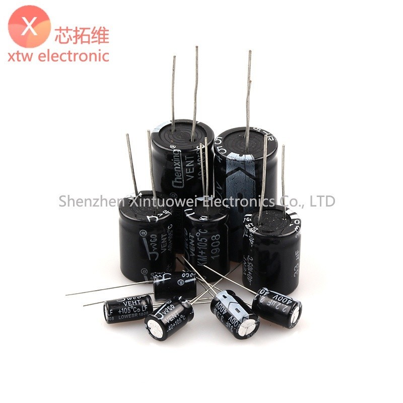 400v 4.7UF 22UF 47UF 100UF อลูมิเนียม Electrolytic Capacitor Element 400V Radial Capacitor In-line D