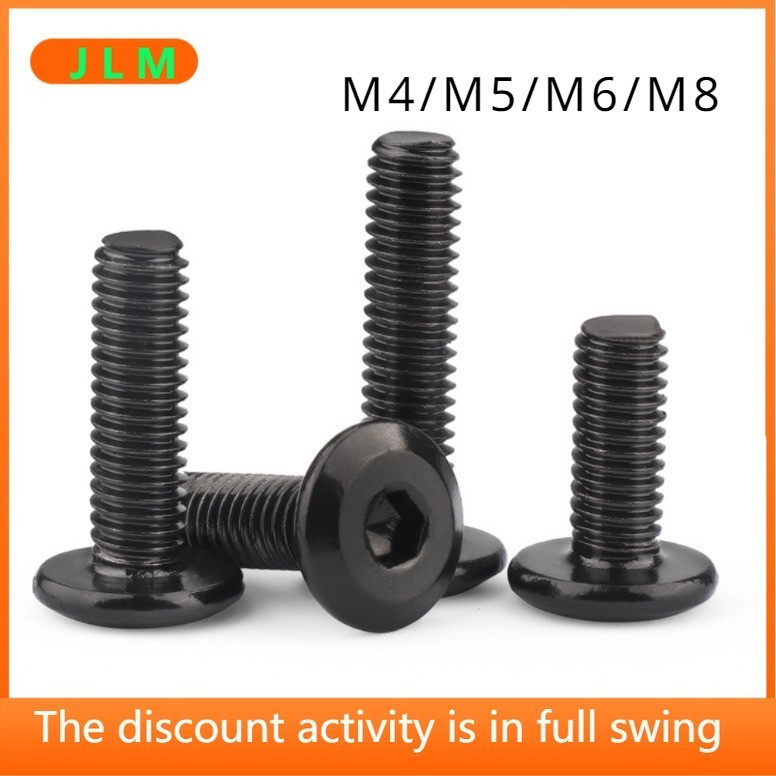 ((JLMC) สแตนเลสสีดําเฟอร์นิเจอร์ Bolt สกรู M4M5M6M8 Chamfered ซ็อกเก็ตหกเหลี่ยมสกรูแบน Beveled Edge