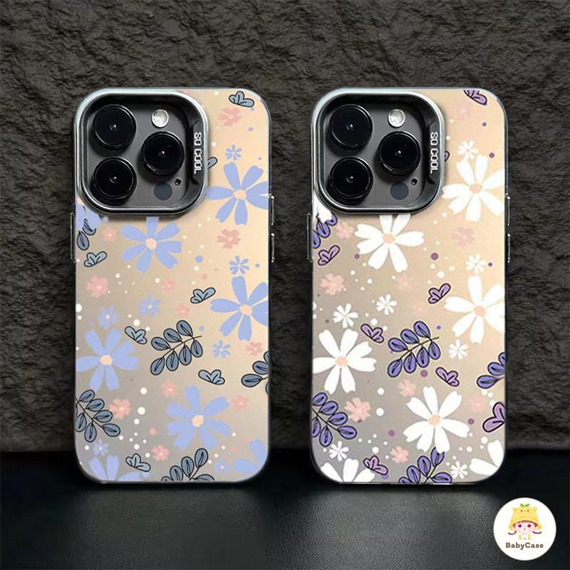 เลนส์โลหะชุบดอกเดซี่แสนสวยในฤดูร้อน เคสไอโฟน 15 13 Pro Max 7Plus 14 12 11 Pro Max 7 8 14 15 Plus XR XS X Max SE 2020