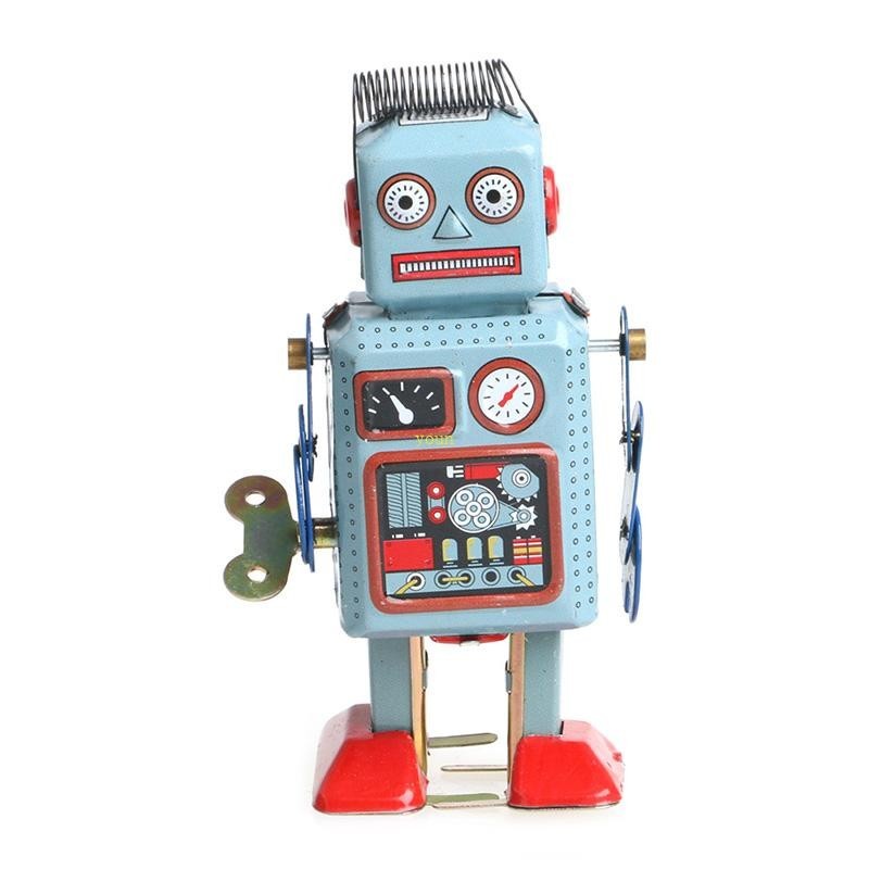 Youn Vintage Mechanical Clockwork Wind Up Walking Robot Tin ของเล่นเด็กคอลเลกชัน