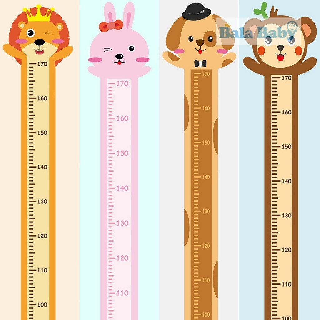 สติ๊กเกอร์วัดส่วนสูง ที่วัดส่วนสูงแบบติดผนัง ลายการ์ตูน แผ่นวัดขนาด 170 cm S04