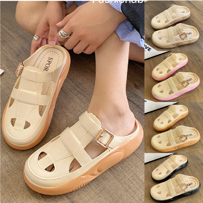 Ann.Fashion รองเท้าแตะแฟชั่นผู้หญิงแบบสวม รองเท้าแตะแบบสวมเปิดปลายเท้า พื้นนุ่มใส่สบาย #sy164