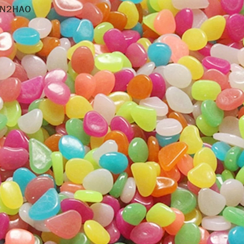 Bn 100 ชิ้น/ถุงผสมสีหินส่องสว่างกลางแจ้ง Glow In The Dark Garden Pebbles ปลาตกแต่ง Pebbles Aquarium 