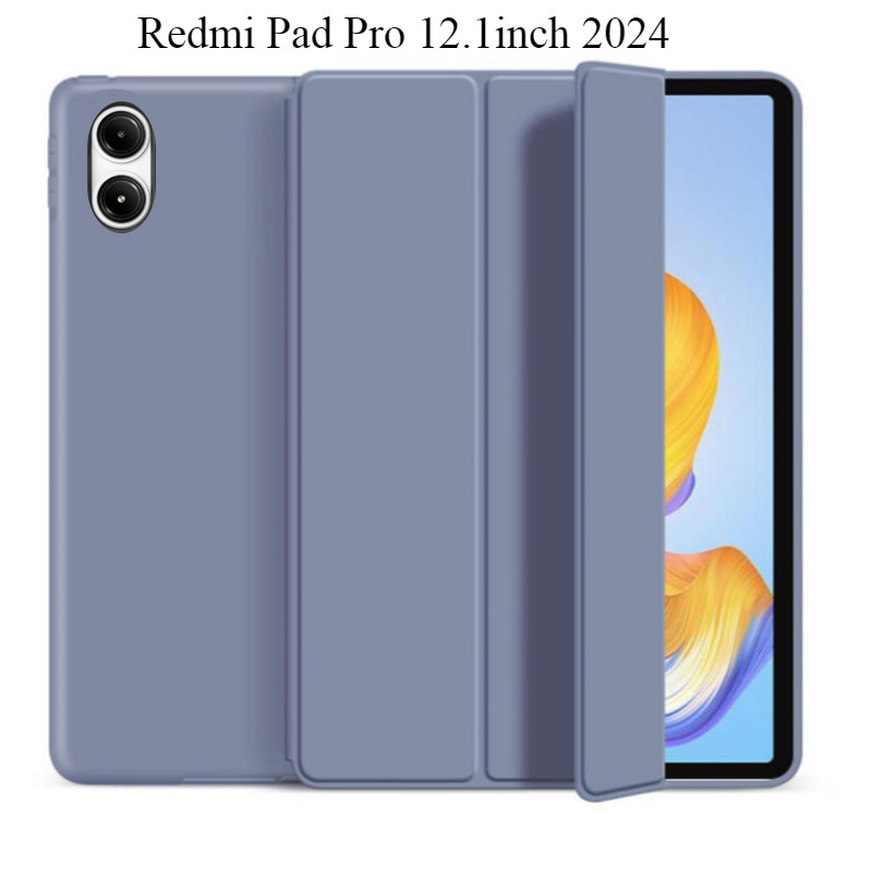 สําหรับ Redmi Pad Pro กรณี 12.1 นิ้ว 2024 PU หนังซิลิคอน TPU ปกหลังสมาร์ทสําหรับ Xiaomi Poco Pad Redmi Pad Pro กรณี 12 1 2024 แท็บเล็ต