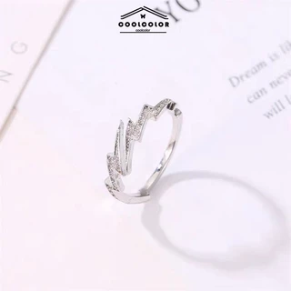 ในไทย💖แหวนแฟชั่น ลายสายฟ้า สไตล์ฮิปฮอป พังก์ ประดับเพชรเทียม การเปิด ปรับได้ สําหรับผู้ชาย และผู้หญิง