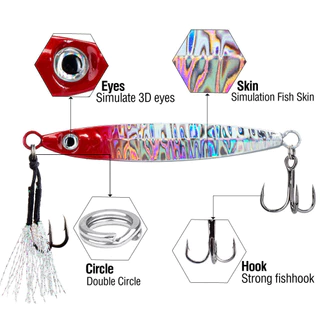 Metal Slow Jig 10-60g Sinking Casting Jigging Bait พร้อม Two Assist Hook สําหรับ Tuna Bass ในเกียร์ตกปลาน้ําจืดน้ําเค็ม