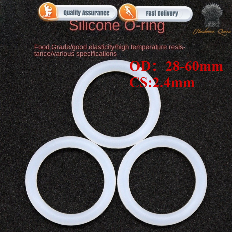 [QA4] ซิลิโคนซีล O แหวนสีขาว O-Ring CS: 2.4 มม.ซิลิโคนเกรดอาหาร OD: 8 มม.-60 มม.แหวนยางปิดผนึกทนอุณหภูมิสูงมาตรฐานสากลของแท้ขนาดที่แตกต่างกัน