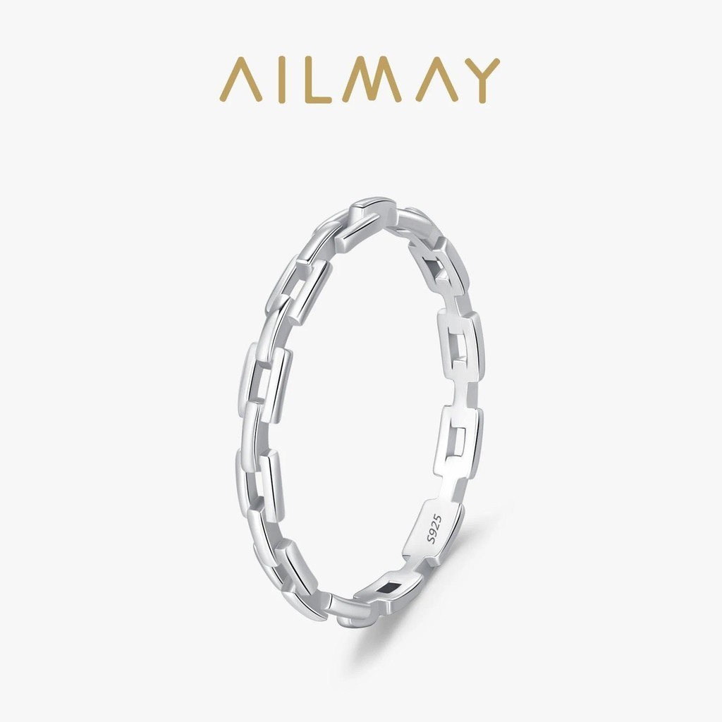 Ailmay 925 Silver Simple Hollow Chain Stacked Rings สําหรับผู้หญิงเครื่องประดับของขวัญ