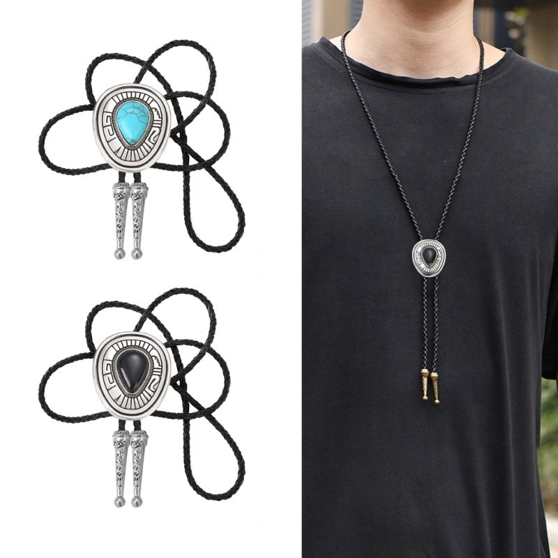 Fnau Bolo Tie สําหรับ Man Woman Performances Cowgirls สร้อยคอตะวันตกเนคไทโลหะ Cool Western สร้อยคอ C