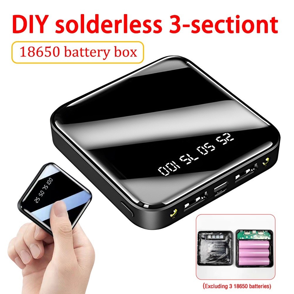 [ไม่รวมเครื่องประดับ] เคสพาวเวอร์แบงค์ DIY 3*18650 ที่วางแบตเตอรี่รองรับ Micro USB Type C Fast Charging Powerbank กล่องแบตเตอรี่