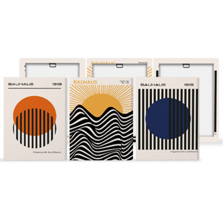 (พร้อมกรอบ) 3 ชิ้น/เซ็ตกรอบบทคัดย่อเส้นเรขาคณิตภาพวาดผ้าใบที…