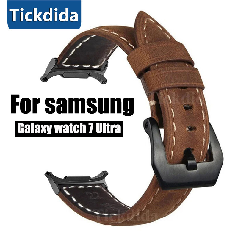 สายหนังแท้คุณภาพสูงสําหรับ Samsung Galaxy Watch 7 Ultra Band Vintage Frosted Strap สําหรับนาฬิกา Ultra 47 มม.อุปกรณ์เสริม
