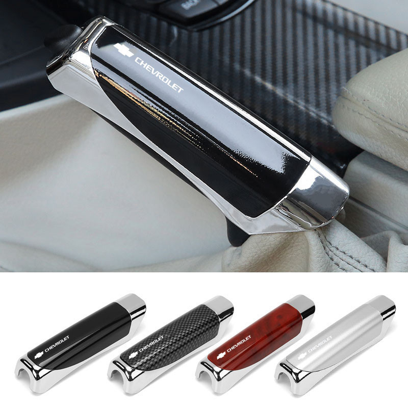 สําหรับ Chevrolet Colorado Aveo Captiva Cruze Optra Sonic Malibu Spark รถคาร์บอนไฟเบอร์รูปแบบเบรกมือฝาครอบตกแต่งปลอกแฮนด์พร้อมโลโก้การปรับเปลี่ยนเบรกมือ
