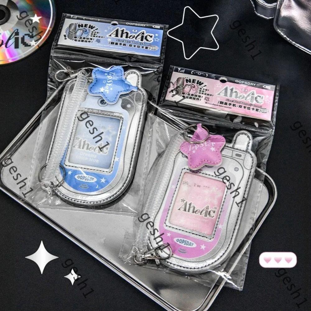 Gesh1 Photocard Holder, PU หนัง 3 นิ้ว,ของขวัญโทรศัพท์มือถือรูปร่างเครื่องเขียนกระเป๋าจี้