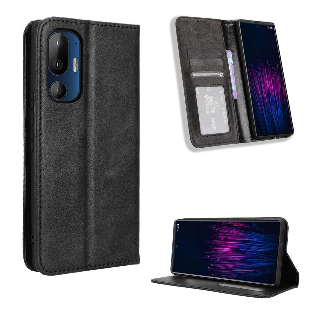 Vintage Casing HTC U24 Pro 5G Flip Cover Magnetic Business Wallet Case PU Leather Cases Card Holder 