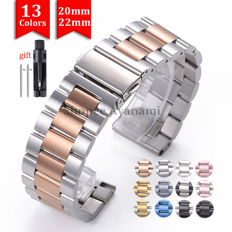 สายรัดข้อมือโลหะสแตนเลส 20 มม. 22 มม. สายรัดข้อมือโลหะสากลสำหรับนาฬิกา Galaxy Watch 7/6/5/4/3 Band สำหรับ Huawei GT4 / 3/2 สร้อยข้อมือนาฬิกา