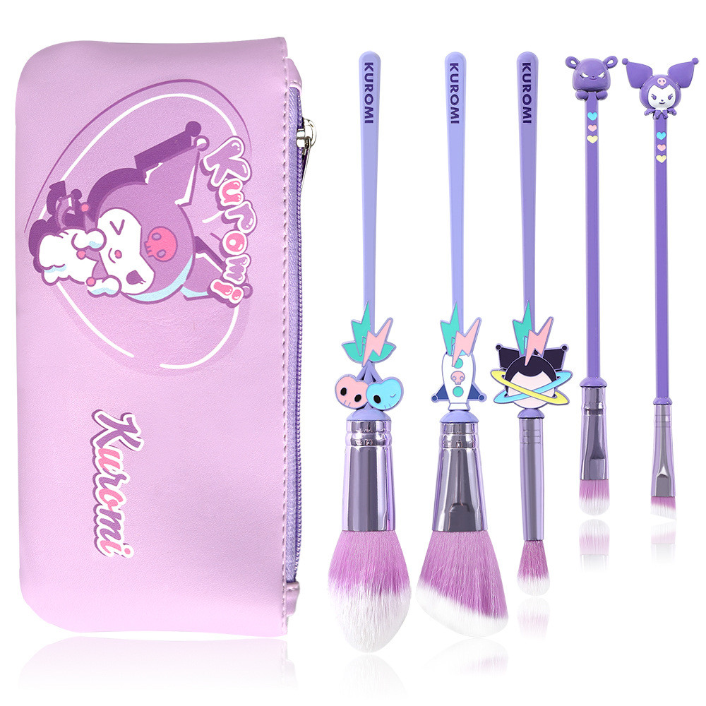 5 ชิ้น Sanrio ชุดแปรงแต่งหน้าการ์ตูน Kuromi Shadow แปรงแป้ง Blusher เครื่องมือความงามสาวแปรงแต่งหน้าของขวัญ