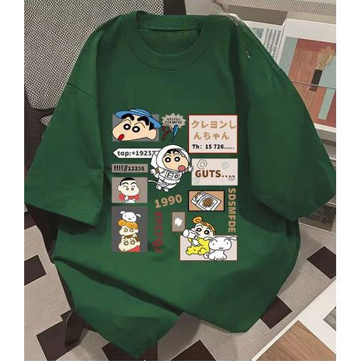 (จัดส่งตลอด 24 ชั่วโมง)Fanfei COD S-3XL เสื้อยืดแฟชั่นเรียบง่าย สไตล์เกาหลี พิมพ์ลายการ์ตูนCrayon Xiaoxin ผ้าฝ้ายแท้100%