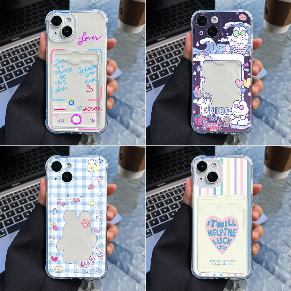 Card Holder เคส For iPhone 16 11 13 17 Air 15 14 12 Pro Max XR X Xs 7 8 Plus SE 15promax 16promax เคสโทรศัพท์มือถือ