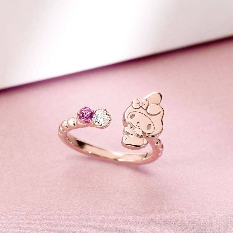 [ใหม่] Sanrio Birthday Gift Series Ring Cute Style Cartoon Niche Design hellokitty Cinnamon Dog Ring