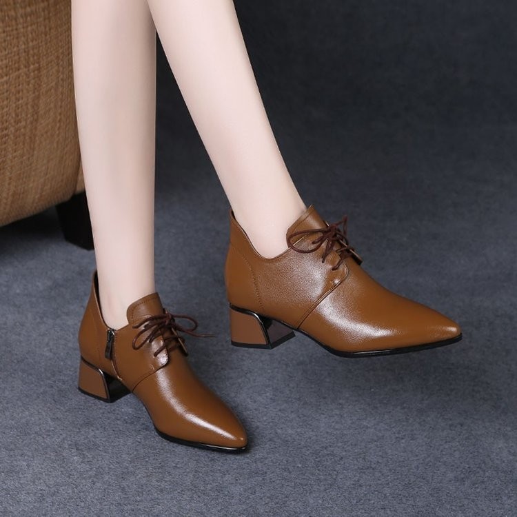 รองเท้าส้นสูงผู้หญิงเวอร์ชั่นเกาหลีชี้นิ้วเท้าลูกไม้ขึ้นรองเท้าแฟชั่นขนาด34-40