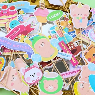อิน น่ารักการ์ตูนหมีเค้กปลั๊กอินเด็กเค้กวันเกิดขนมถ้วยกระดาษปลั๊กอินอุปกรณ์ตกแต่ง