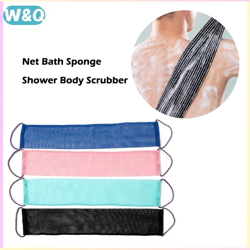 <W&Q Net Bath Sponge, 14x77cm Exfoliating Shower Body Scrubber, 60-100字พระเครื่องผิวเรียบเนียนขึ้นให