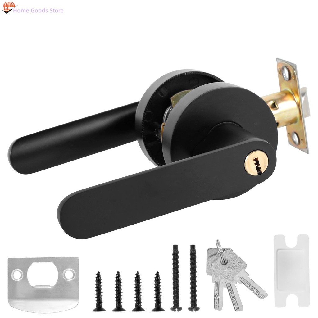 Entry Lever มือจับประตูสีดํา Reversible ความเป็นส่วนตัวประตู Heavy Duty รอบประตู 3 ปุ่มสําหรับประตูด