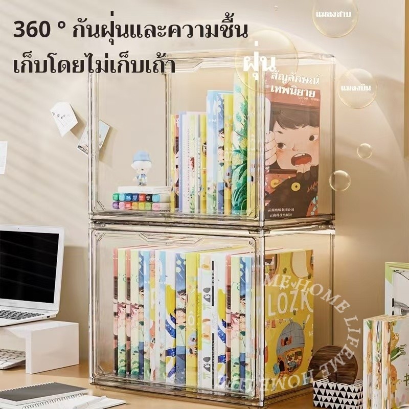 กล่อง ชั้นวางหนังสือมินิมอล 1/2/3ชั้น ชั้นวางของอะคริลิคใส ของสะสม กล่องใสกล่องใส่โมเดล สามารถวางซ้อนกันได้