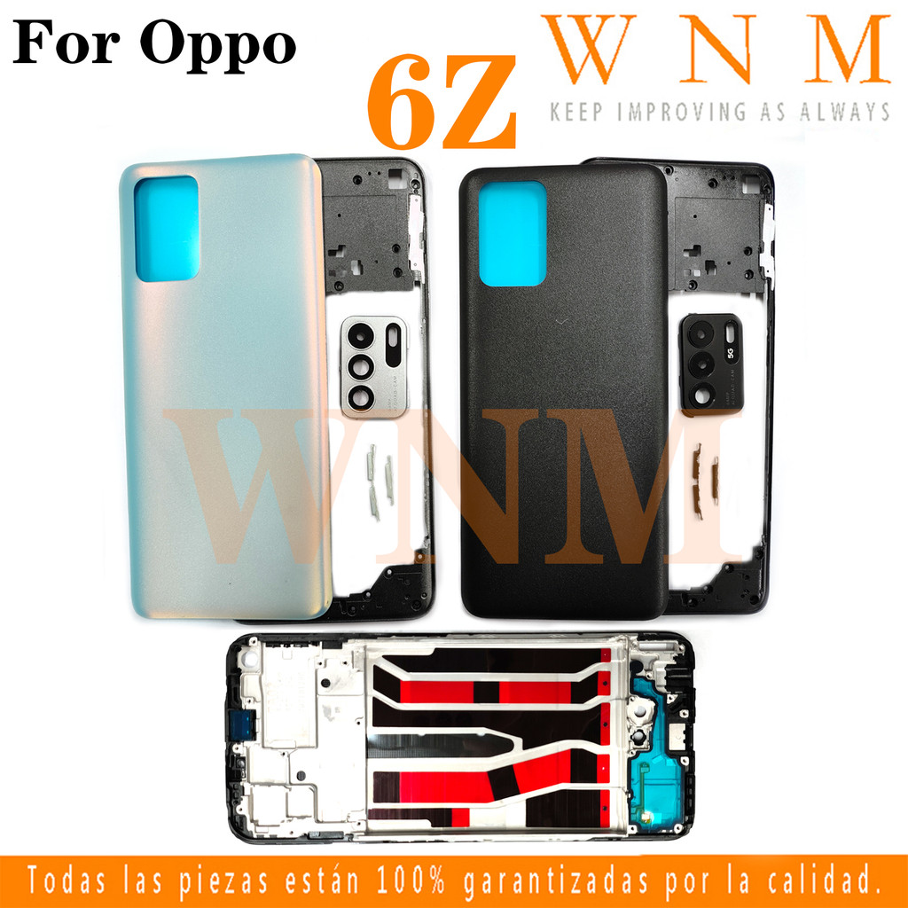 สําหรับ OPPO Reno 6Z 5G CPH2237 LCD กรอบด้านหน้า Bezel ฝาหลังแบตเตอรี่ + กรอบกลาง + ชิ้นส่วนกรอบกล้องด้านหลังกรณีที่อยู่อาศัยศูนย์แชสซีฝาครอบ