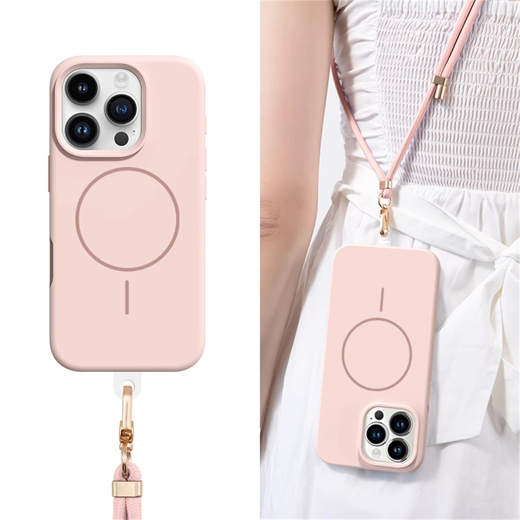 สายรัดcrossbody Lanyardซิลิโคนแม่เหล็กสําหรับiPhone 16 15 14 Pro Max 11 12 13 ProMaxสร้อยคอหรูหรากันกระแทกปกอ่อน
