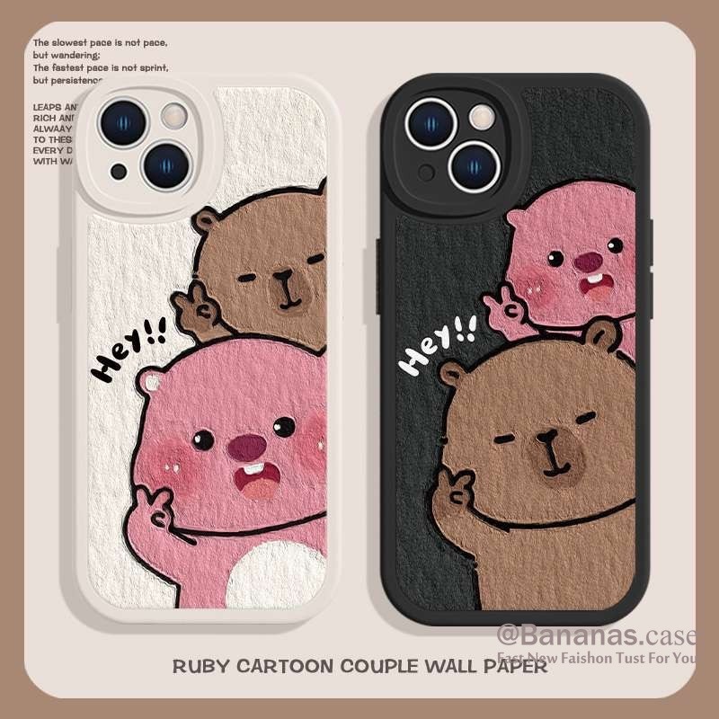 Iphone 16 15 14 13 12 11 Pro Max X Xr Xs Max 7 8 Plus SE2020 เคสโทรศัพท์การ์ตูนคู่ Beiye Loppy ปกอ่อน
