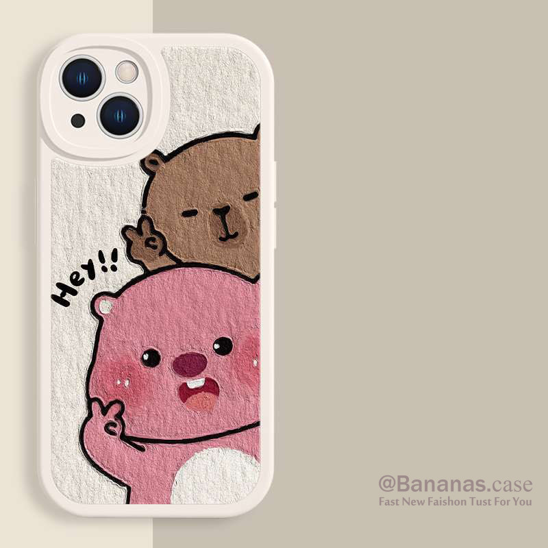Iphone 16 15 14 13 12 11 Pro Max X Xr Xs Max 7 8 Plus SE2020 เคสโทรศัพท์การ์ตูนคู่ Beiye Loppy ปกอ่อน