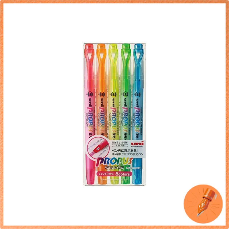 Mitsubishi Pencil Fluorescent Pen Propus Window 5 Colors PUS-102T.5C 6cm × 14cm