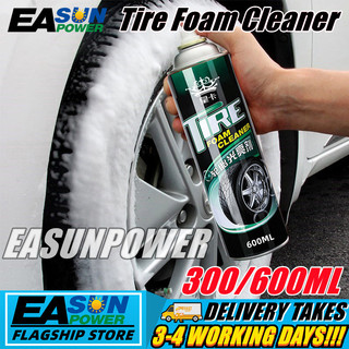 Tire Foam Polish Cleaner 300ml/600ml Black Tire Wax Emulsion Moisturizing Tire Spray Cleaner