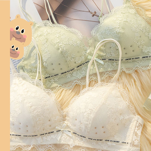 🎀bearbra🎀ชุดบราชั้นใน แต่งลูกไม้ ลายดอกไม้ แฟชั่นฤดูร้อน สํา ไม่มีกรอบ สบาย ชุดชั้นใน