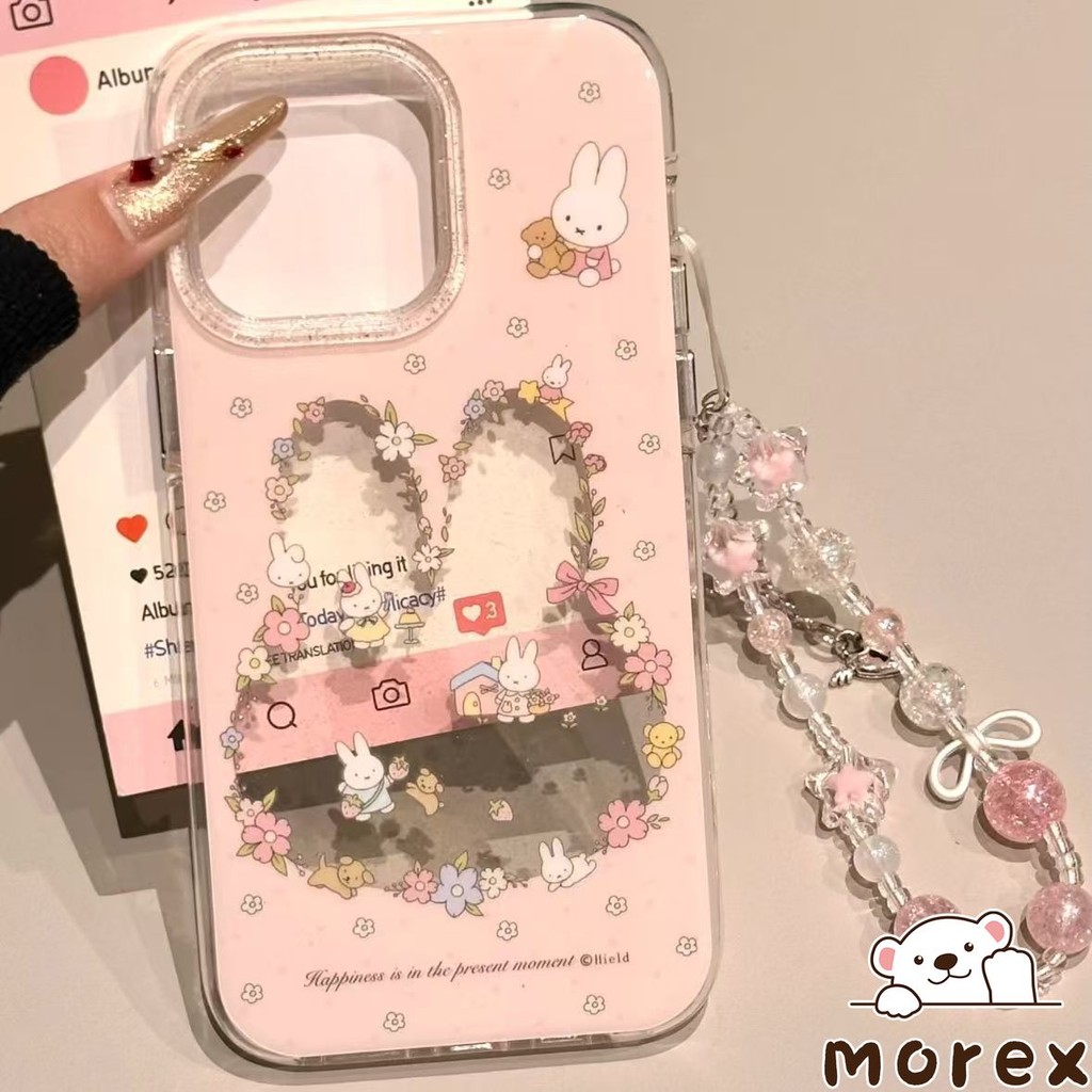 เคส TPU ลาย Miffy Bowknot ลายดอกไม้แสนหวาน เคสไอโฟน15 เคส IPhone 7Plus 16 11 15 13 12 14 Pro Max XS X XR Max 7 8 Plus SE