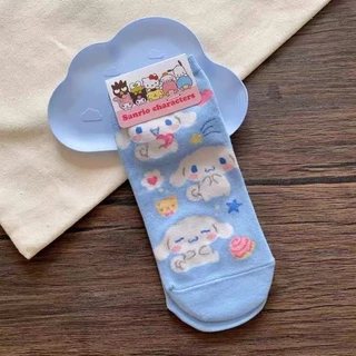 ฤดูใบไม้ผลิฤดูร้อนการ์ตูน Melody Cinnamon Dog Kuromi Hello Kitty Pacha Dog เกาหลี Dongdaemun ถุงเท้าสั้นผู้หญิง