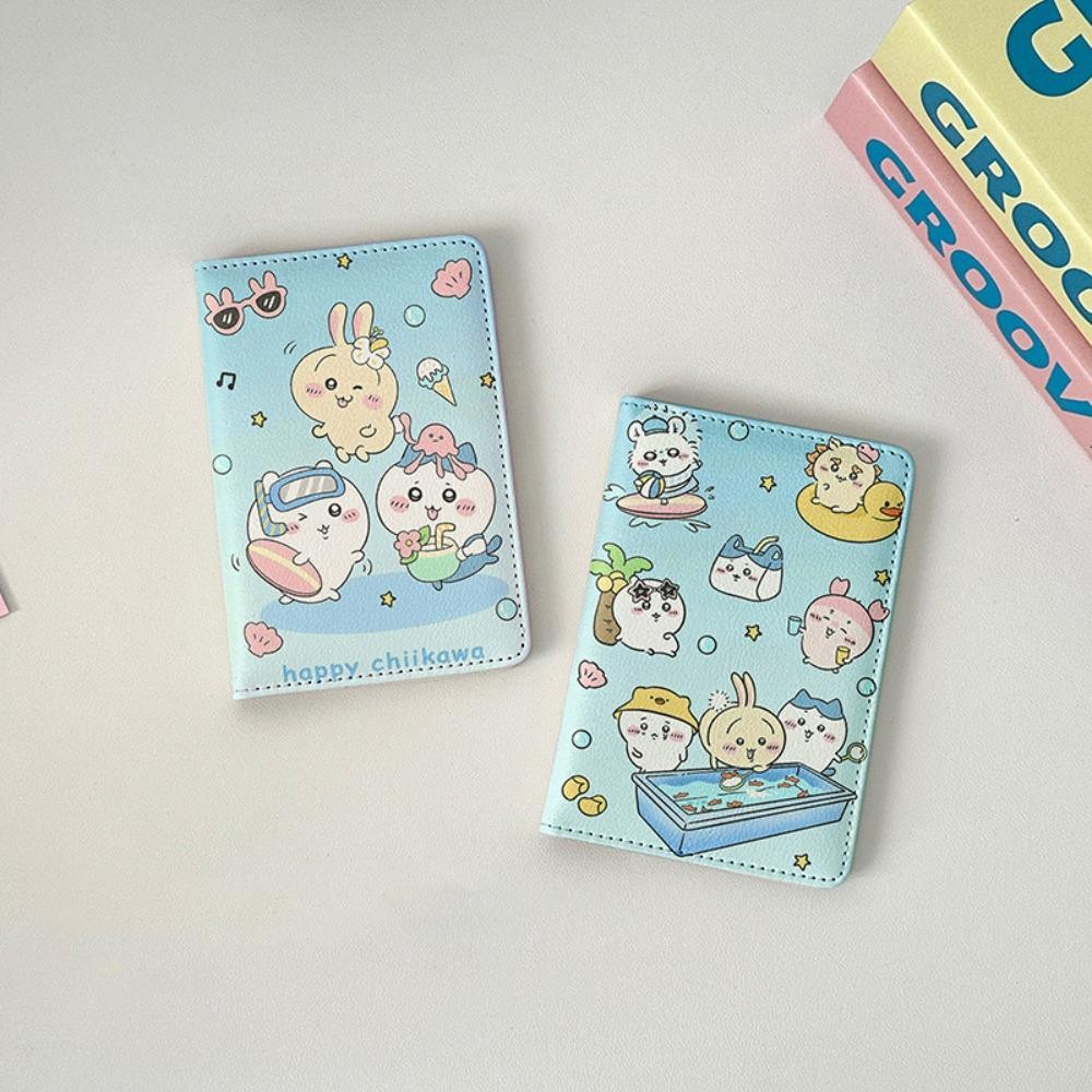 LUNAPUL Hachiware Passport Holder, Momonga Kurimanjyuuu Chiikawa Passport Cover, Fashion Travel Wallet Airplane Check-in Rakko Usagi Ticket Folder Female