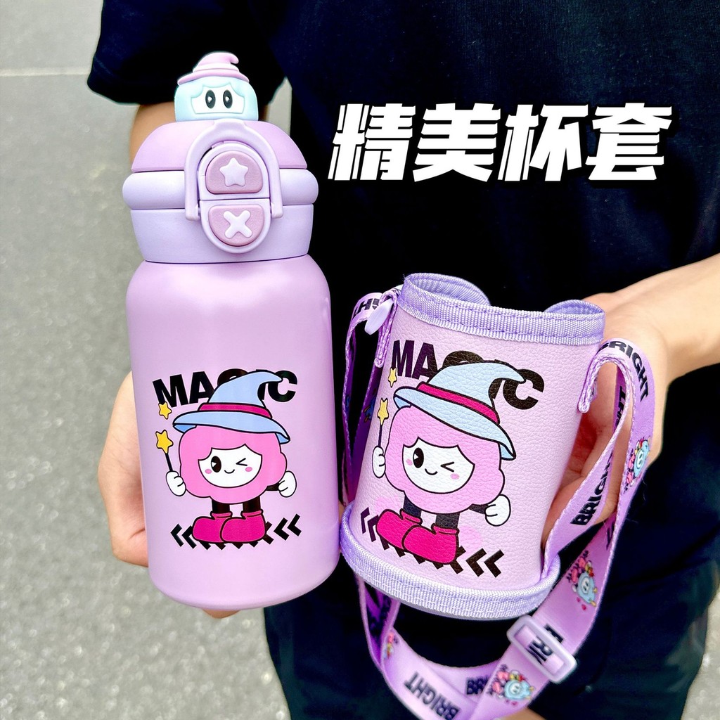 New! กระติกเก็บความเย็น2in1 หลอดดูดและชุดฝาเทและแก้วสำหรับเด็ก กระติกน้ำเด็ก นักเรียน ความจุ500ml - รูปที่ 3